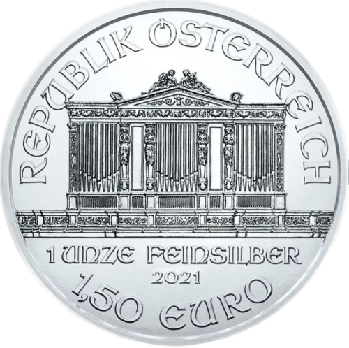 Монета срібна “Vienna Philharmonic” 31,1 г, ціна за грам 4.66 USD на 2026.07.06. Монети . Задня сторона