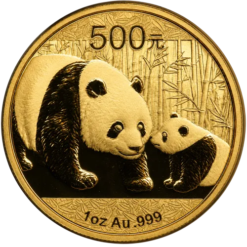Монета золотая "China Panda" 31,1 г, цена за грамм 155.00 USD на 2026.07.17. Монеты . Передняя сторона