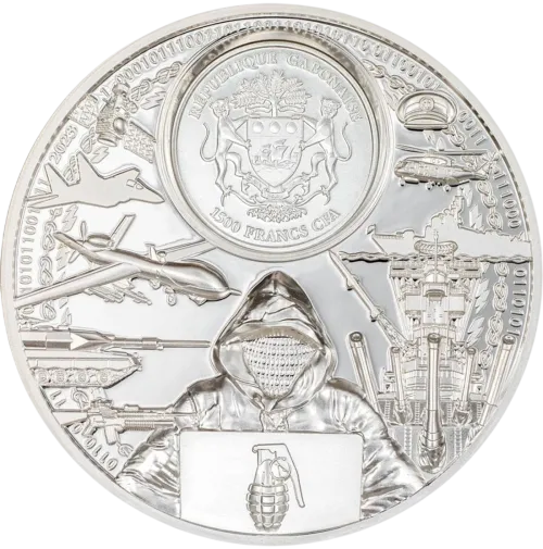 Монета срібна "WAR HAS NO REAL WINNER" 62,2 г, ціна за грам 10.99 USD на 2026.07.06. Монети . Задня сторона