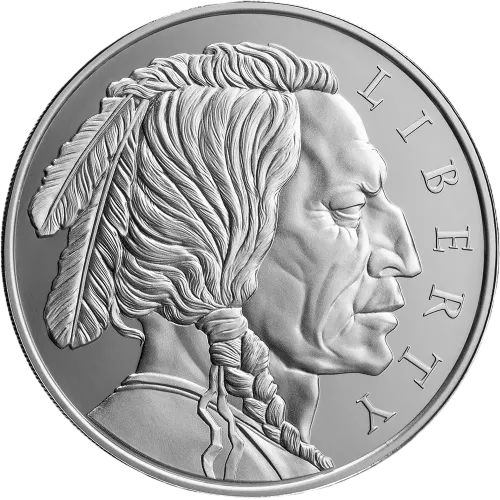 Монета серебряная "Голова индейца United Crypto States" 31,1г, цена за грамм 10.74 USD на 2026.08.24. Монеты . Передняя сторона