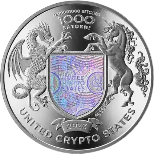 Монета серебряная "Орел Свободы United Crypto States" 31,1г, цена за грамм 10.74 USD на 2026.08.24. Монеты . Задняя сторона