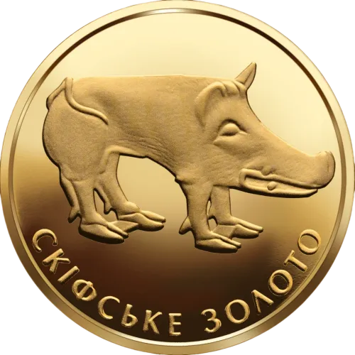 Монета золота "Скіфське золото Кабан" 1,24 г, ціна за грам 370.00 USD на 2026.08.20. Монети . Передня сторона