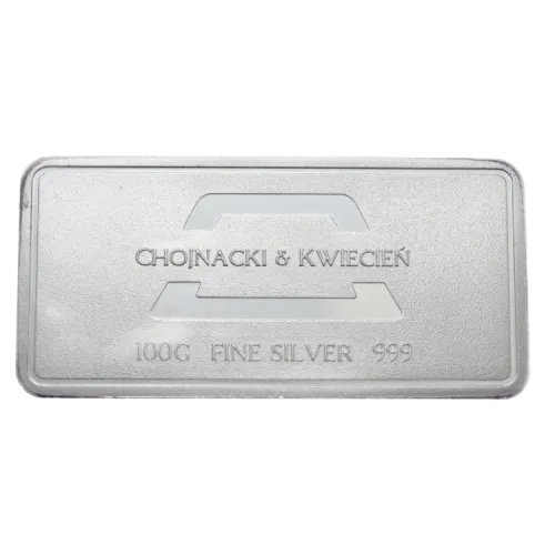 Злиток срібний "Chojnacki kwiecień" 100 г., ціна за грам 3.10 USD на 2026.07.06. Срібло . Передня сторона
