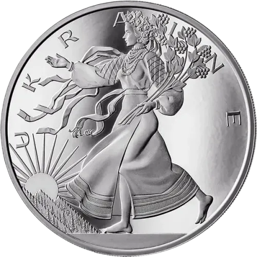 Монета срібна "Свобода України" 31,1г, ціна за грам 7.71 USD на 2026.07.06. Монети . Передня сторона