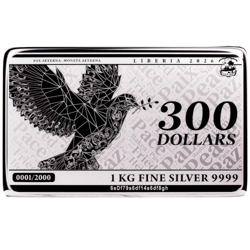 Монета срібна "Pax 2026 Coinbar" 1 кг, ціна за грам 2.95 USD на 2026.07.06. Монети . Передня сторона
