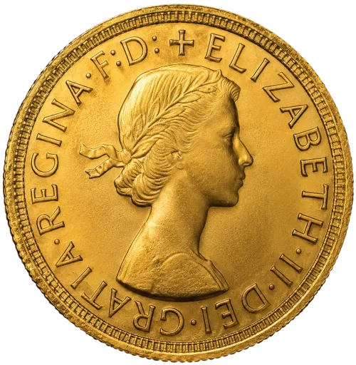 Монета золота  "Sovereign" 7,98 г, ціна за грам 160.00 USD на 2026.08.20. Монети . Задня сторона