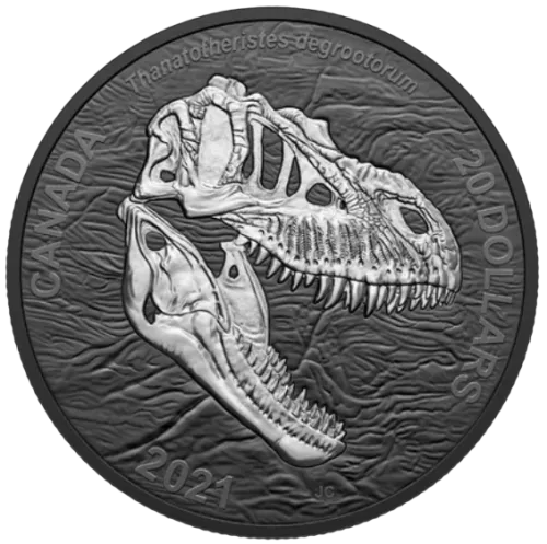 Монета срібна "REAPER OF DEATH Discovering Dinosaurs" 31,39 г, ціна за грам 10.25 USD на 2026.07.06. Монети . Передня сторона