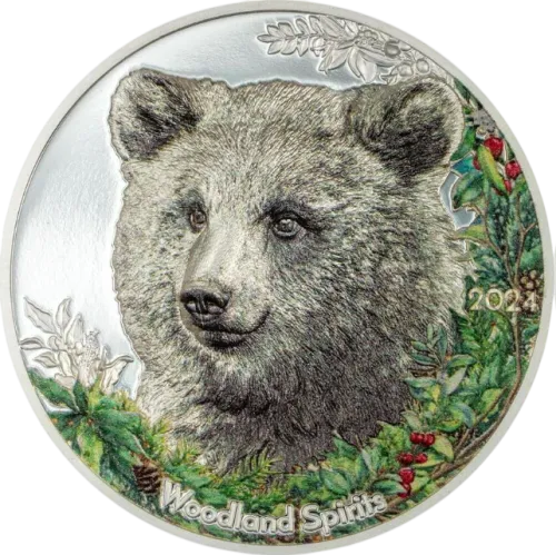 Монета срібна "Ведмідь, 500 тугриків" 31,1г, ціна за грам 7.17 USD на 2026.07.06. Монети . Передня сторона