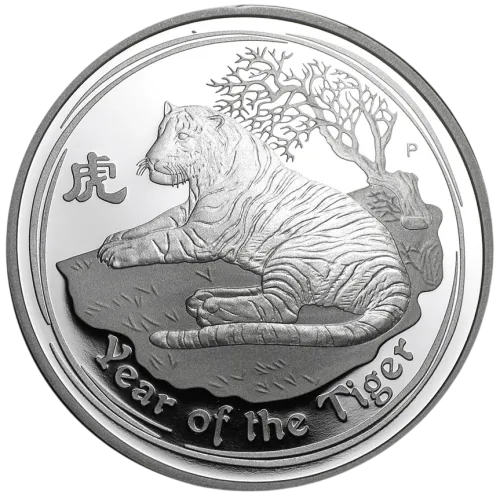 Монета серебряная “Год тигра” 500 г, цена за грамм 7.00 USD на 2026.09.01. Монеты . Передняя сторона