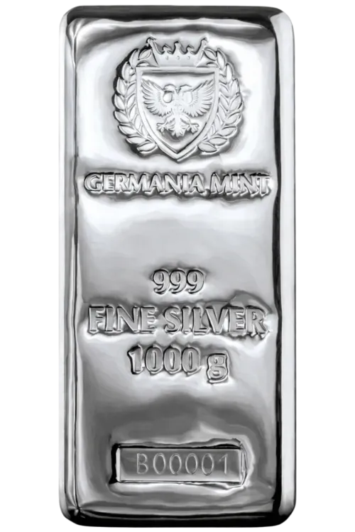 Злиток срібний GermaniaMint 1000 г., ціна за грам 2.75 USD на 2026.07.06. Срібло . Передня сторона