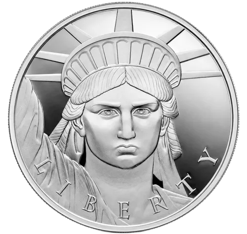 Монета серебряная "Статуя Свободы United Crypto States" 31,1г, цена за грамм 10.73 USD на 2026.08.24. Монеты . Передняя сторона